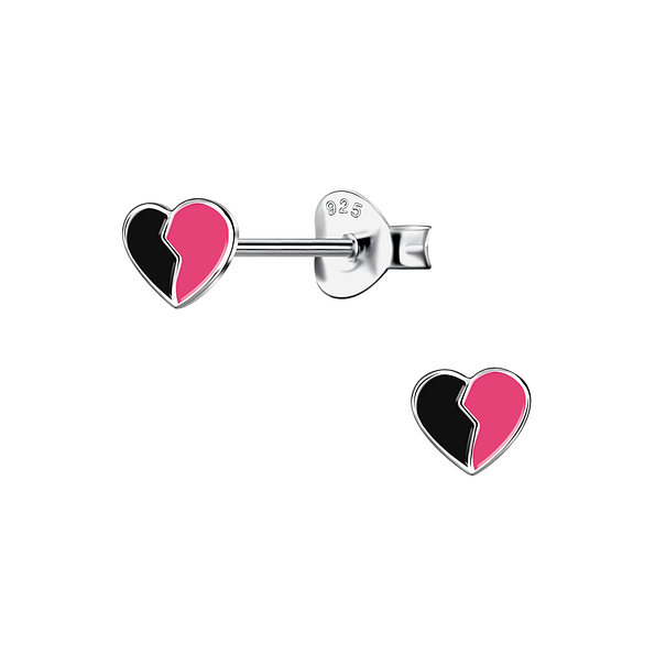 Silver Broken Heart Stud Earrings - 20123