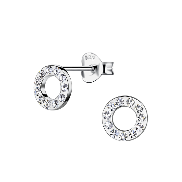 Silver Round Stud Earrings - 20131