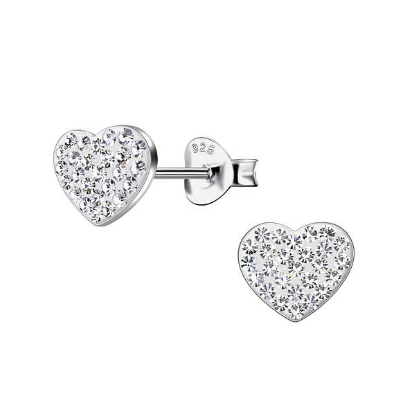 Silver Heart Stud Earrings - 20132