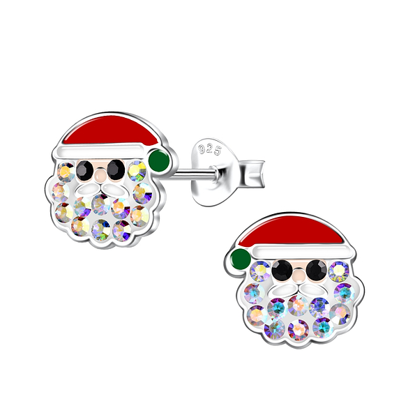 Silver Santa Claus Stud Earrings - 20084