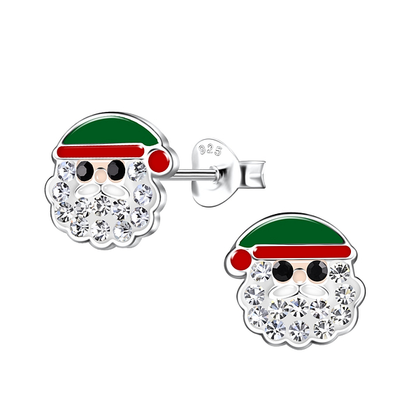 Silver Santa Claus Stud Earrings - 20083