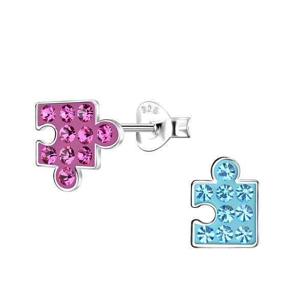 Silver Puzzle Stud Earrings - 9502