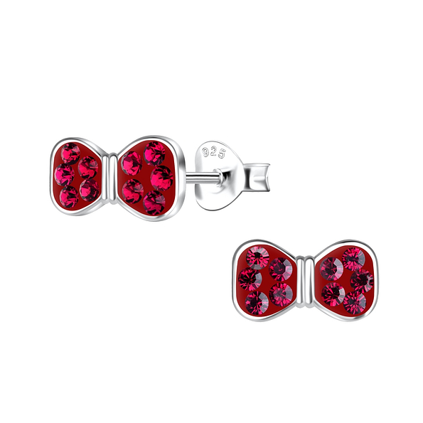 Silver Bow Stud Earrings - 20088
