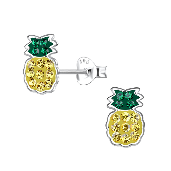 Silver Pineapple Stud Earrings - 20094