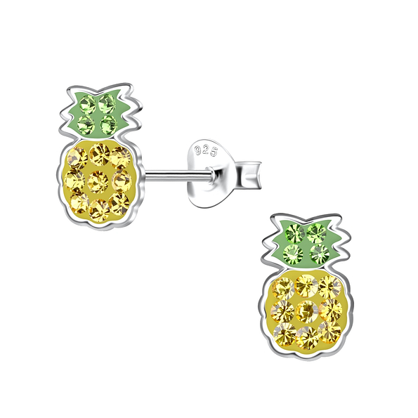Silver Pineapple Stud Earrings - 20095