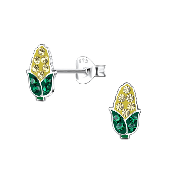 Silver Corn Stud Earrings - 20099