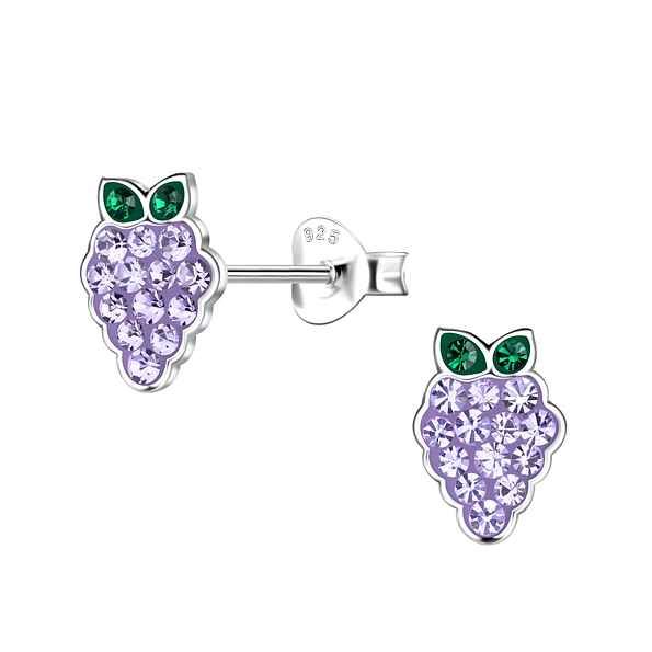 Silver Grape Stud Earrings - 20101