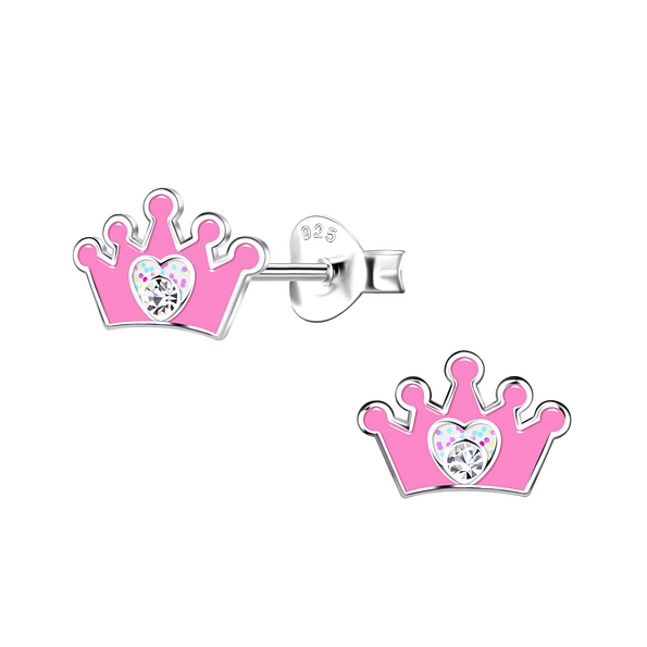 Silver Crown Stud Earrings - 20273