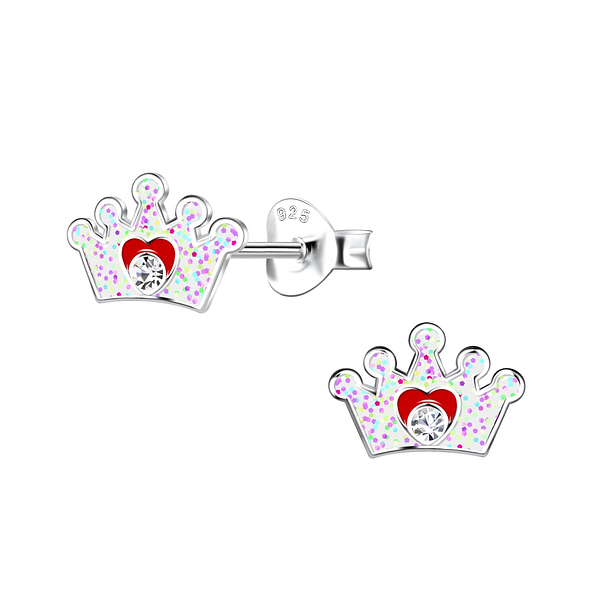Silver Crown Stud Earrings - 20272