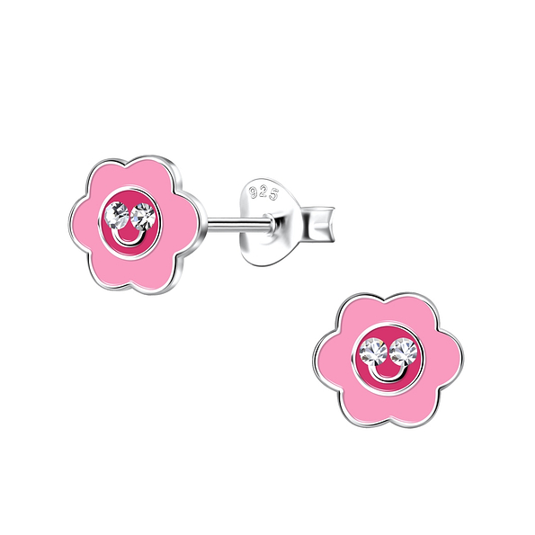 Silver Flower Stud Earrings - 20178