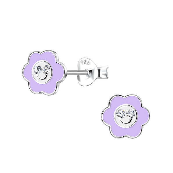 Silver Flower Stud Earrings - 20179