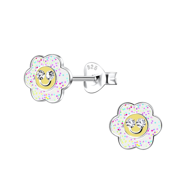 Silver Flower Stud Earrings - 20177