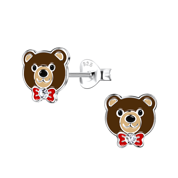 Silver Bear Stud Earrings - 20262