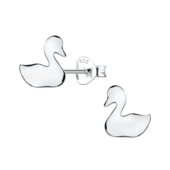 Silver Swan Stud Earrings - 20228