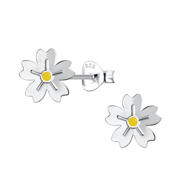 Silver Flower Stud Earrings - 20234