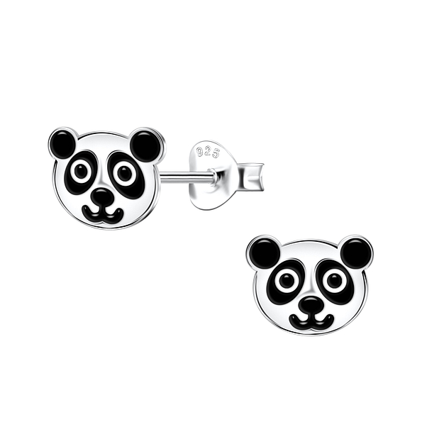 Silver Panda Stud Earrings - 21556