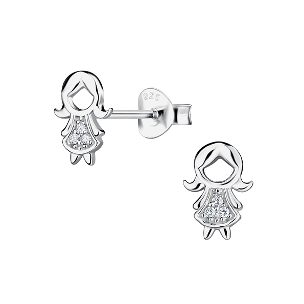 Silver Girl Stud Earrings - 20145