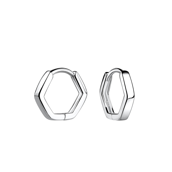 11mm Silver Geometric Huggie Earrings - 20078