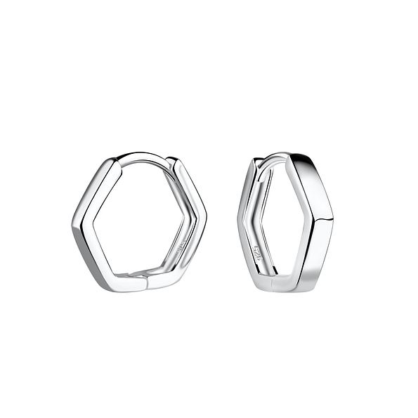 13mm Silver Geometric Huggie Earrings - 20109