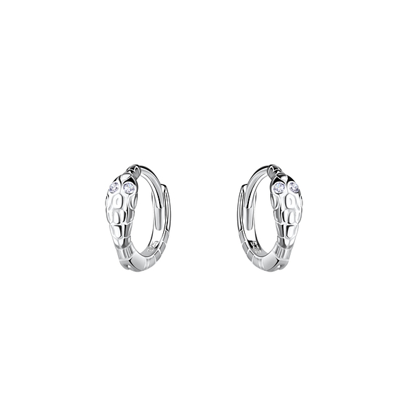9mm Silver Snake Huggie Earrings - 20114