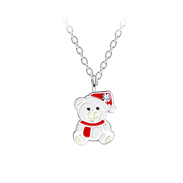 Silver Christmas Bear Necklace - 20217