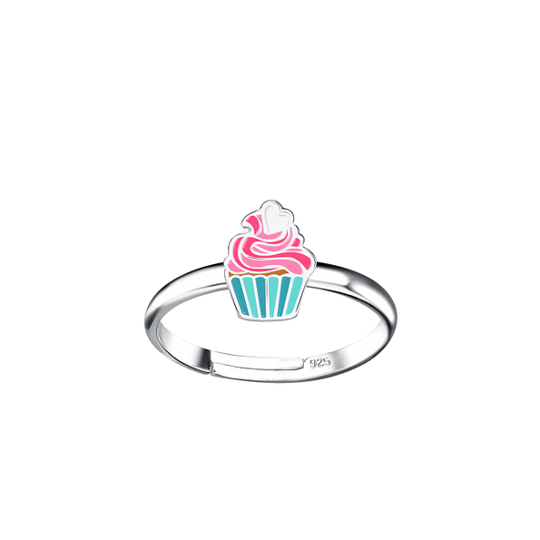 Silver Cup Cake Adjustable Ring - 20784