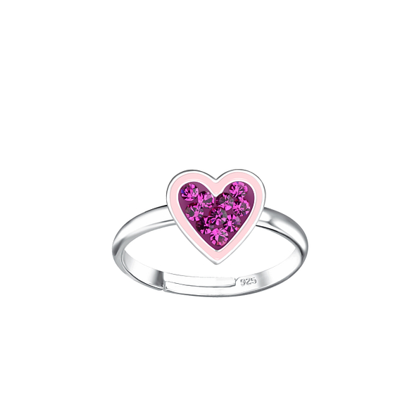 Silver Heart Adjustable Ring - 20790