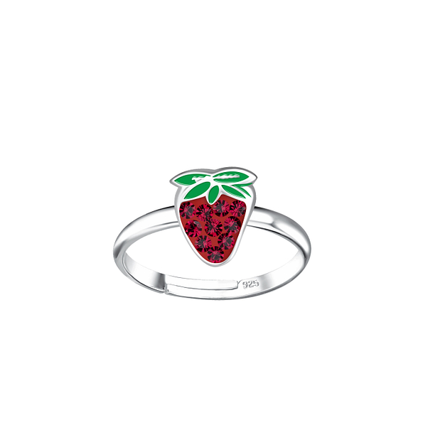 Silver Strawberry Adjustable Ring - 20240