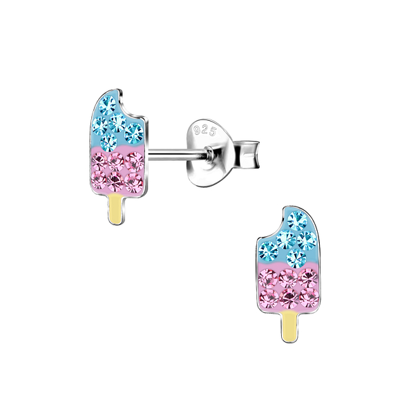 Silver Ice Cream Stud Earrings - 20347