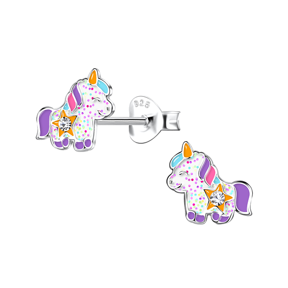 Silver Unicorn Stud Earrings - 20383