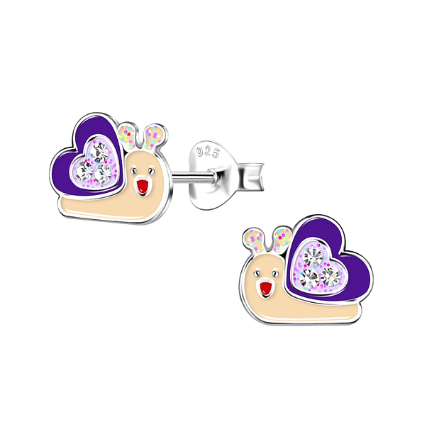 Silver Snail Stud Earrings - 20376