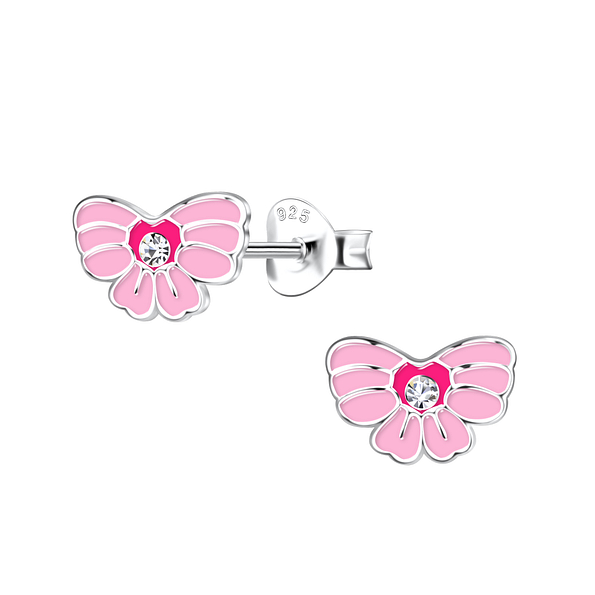 Silver Bow Stud Earrings - 20311