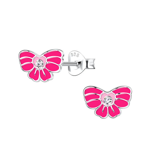 Silver Bow Stud Earrings - 20312
