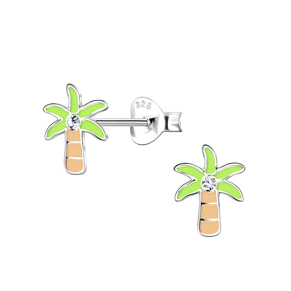 Silver Palm Tree Stud Earrings - 20305