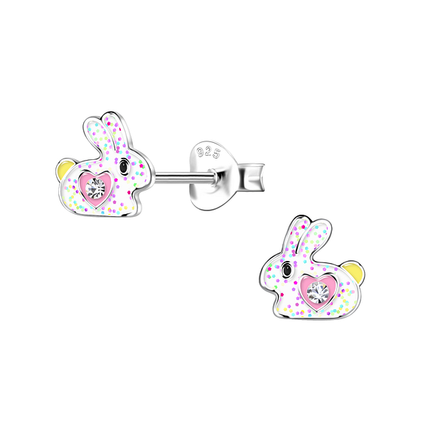 Silver Rabbit Stud Earrings - 20301