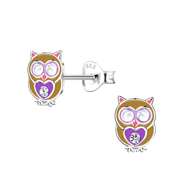 Silver Owl Stud Earrings - 20360