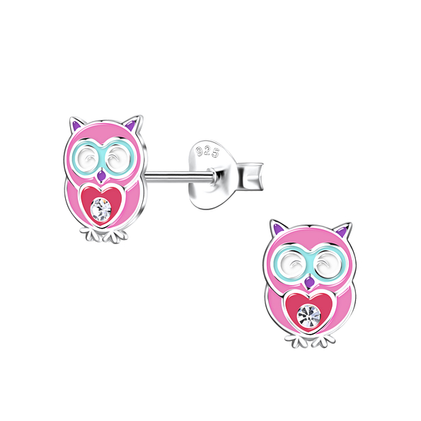 Silver Owl Stud Earrings - 20412