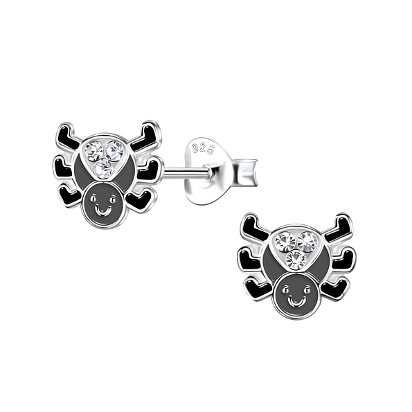 Silver Spider Stud Earrings - 20361