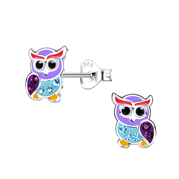 Silver Owl Stud Earrings - 20369