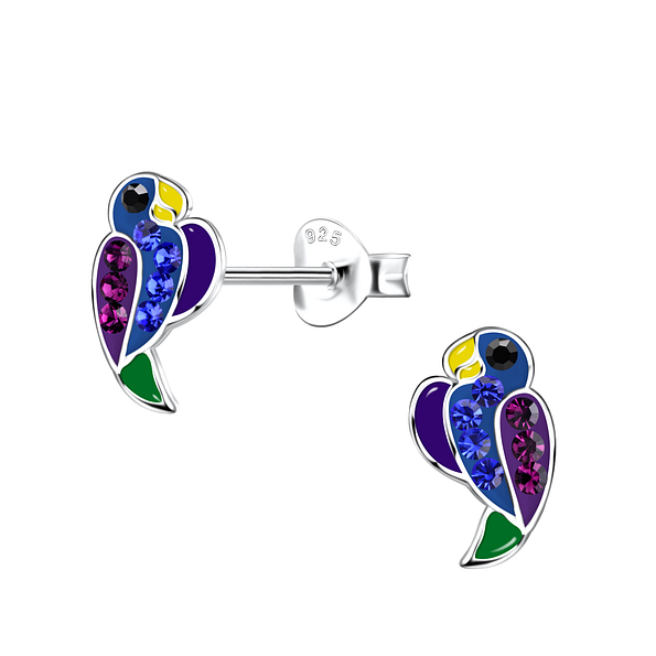 Silver Parrot Stud Earrings - 20365