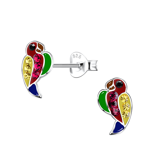 Silver Parrot Stud Earrings - 20366
