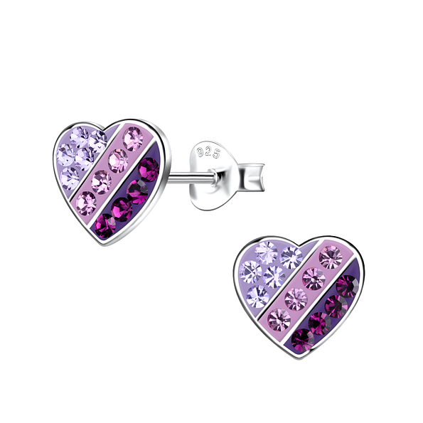 Silver Heart Stud Earrings - 20294