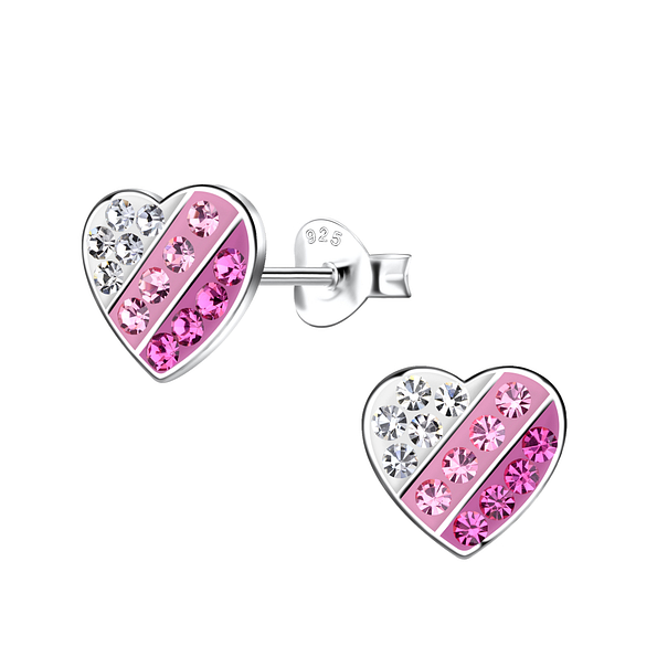 Silver Heart Stud Earrings - 20295
