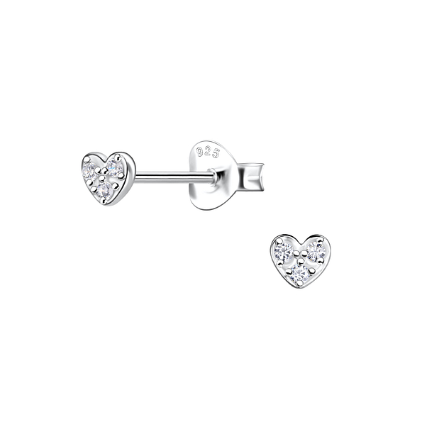 Silver Heart Stud Earrings - 20363