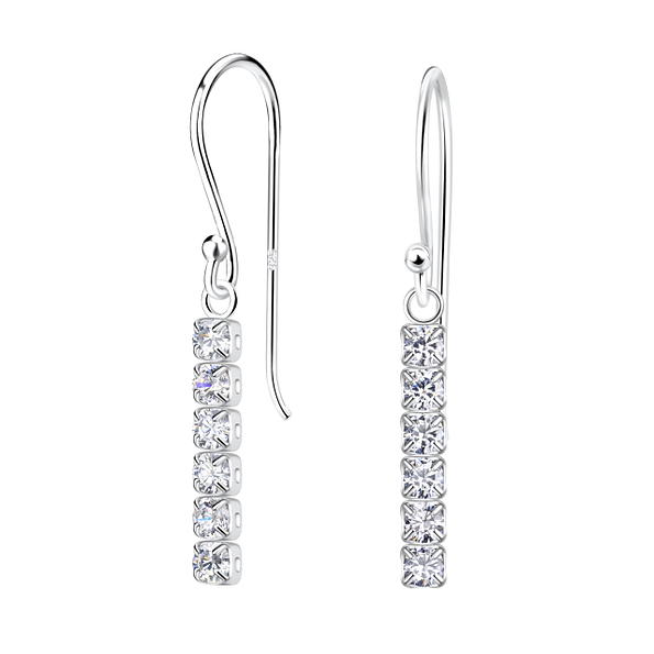 Silver Tennis Bar Earrings - 20540