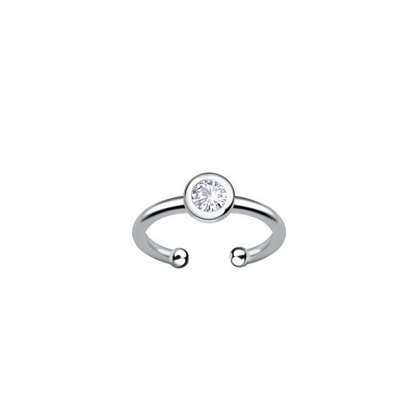 Silver Single Stone Ear Cuff - 20525 Silver Single Stone Ear Cuff - 20525