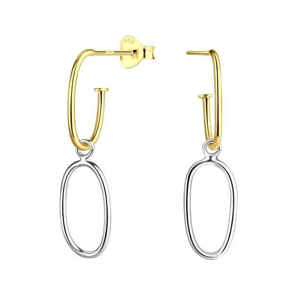 Silver Geometric Stud Earrings - 15917