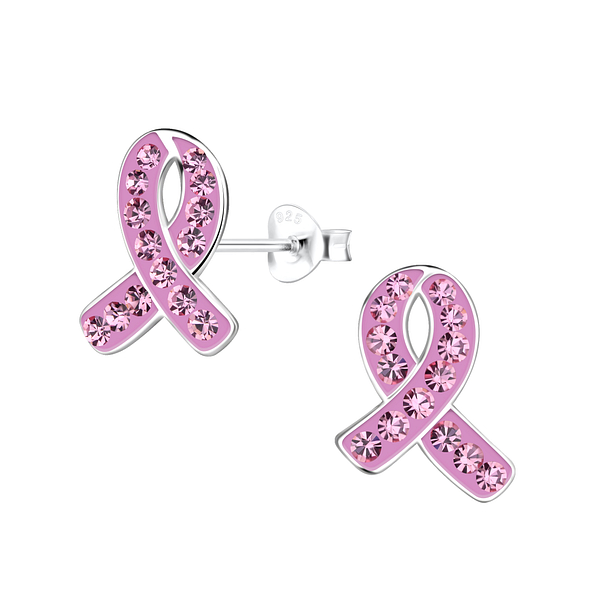 Silver Ribbon Stud Earrings - 20491