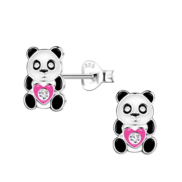 Silver Panda Stud Earrings - 20495