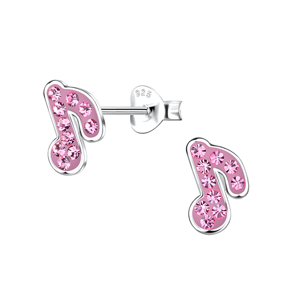 Silver Music Note Stud Earrings - 20553